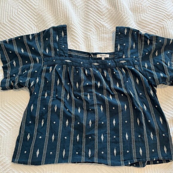 Madewell Navy and White Patterned Top - Picture 1 of 3